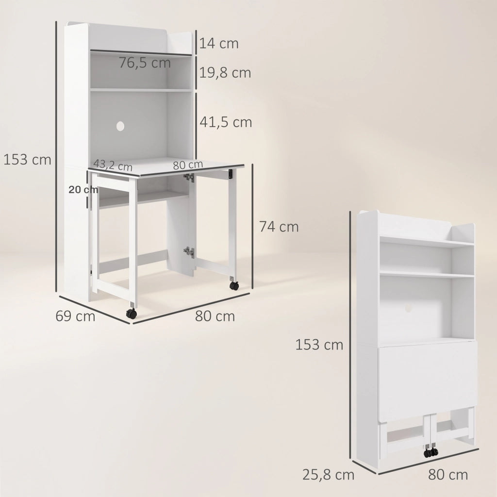 Scrivania computer con scaffale ¨C zephmum ¨C 80x69x155 cm bianco