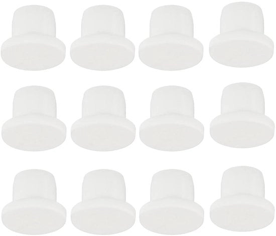 Stopper di silicone per fori di 9-10mm - 12 pezzi - Stopper flessibile - Stopper morbido - Bianco