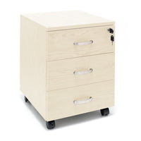 Marvin Cassettiera Ufficio In Legno Chiave Sicurezza Con Ruote Per Scrivania Tavolo 3 Cassetti Ripiani Beige