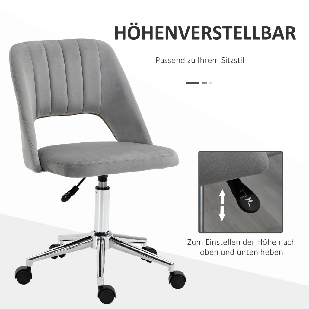 Sedia da ufficio regolabile in altezza con rotelle, 360¡ã girevole, schienale a conchiglia, imbottita in schiuma, grigio ¨C zephmum ¨C 49x60x79-91 cm