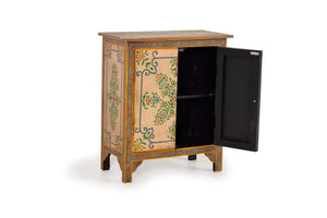Mobiletto a 2 ante in massello di mango dipinto a mano