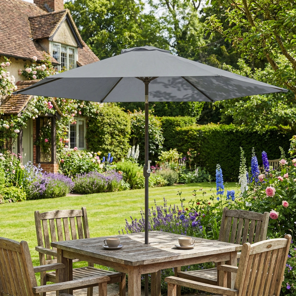 Ombrellone da Giardino Inclinabile 3x3 m ¨C Zephmum ¨C Grigio Metallo Poliestere