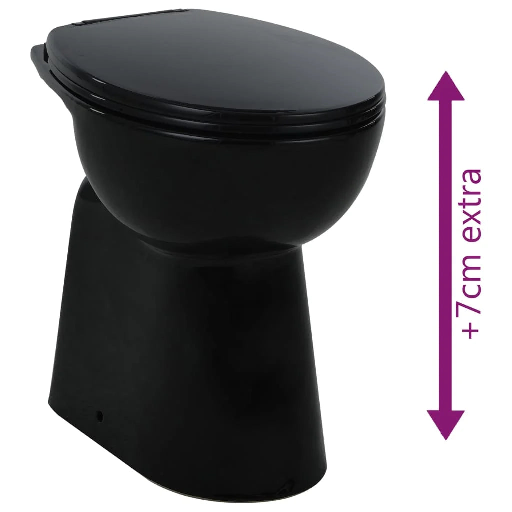 WC alto senza brida con meccanismo di chiusura ammortizzata vaso WC bagno/arredamento casa 7 cm ceramica nero 02_0003565