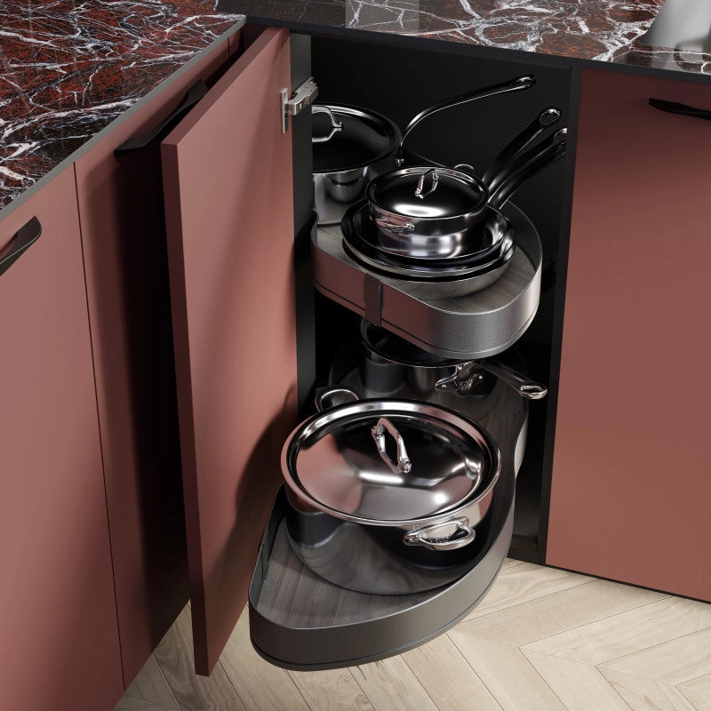 Carrello estraibile Harmony con chiusura soft, Modulo larghezza 400mm altezza 700mm, Acciaio e Legno, Grigio antracite