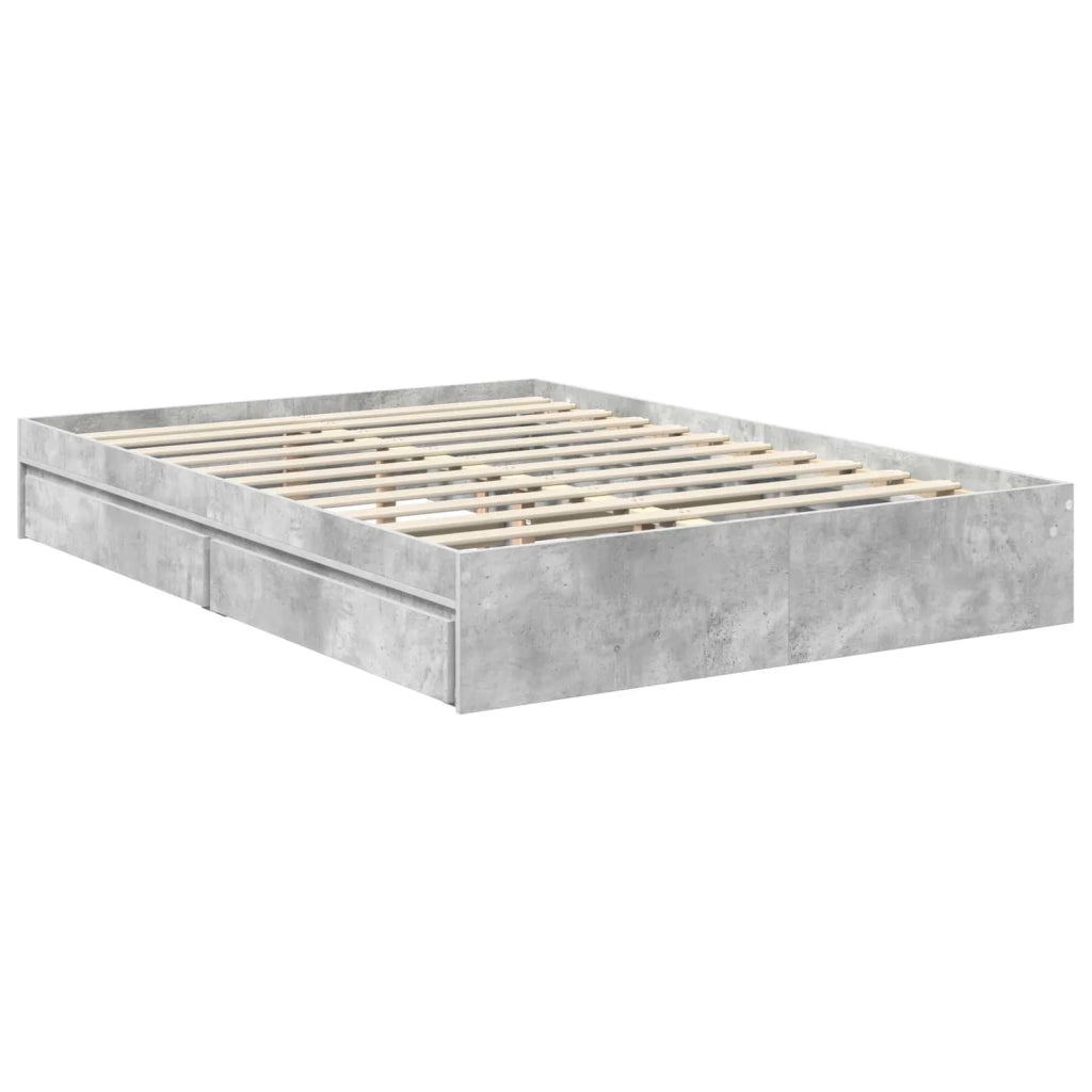 Letto con Contenitore con testiera Grigio cemento 135 x 190 cm