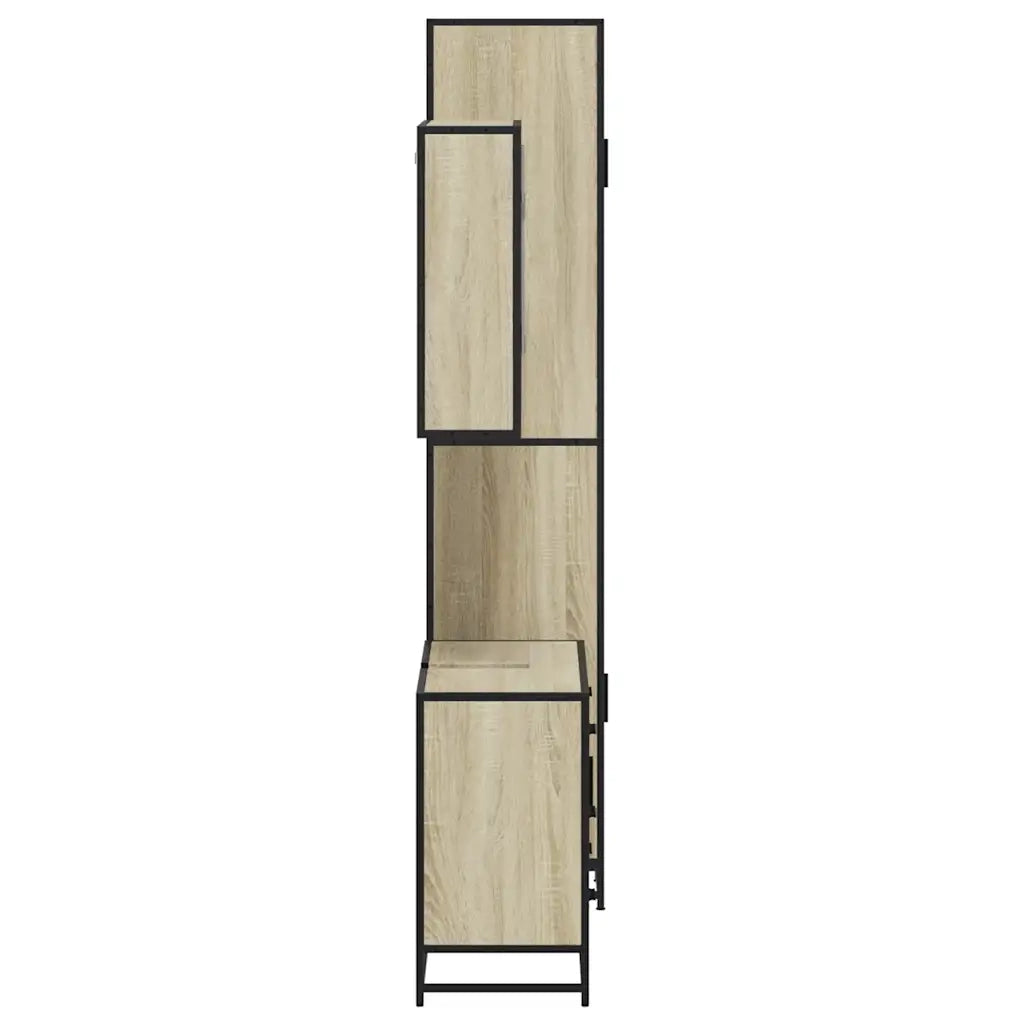 Set Mobili da Bagno 3 pz Rovere Sonoma in Legno Multistrato