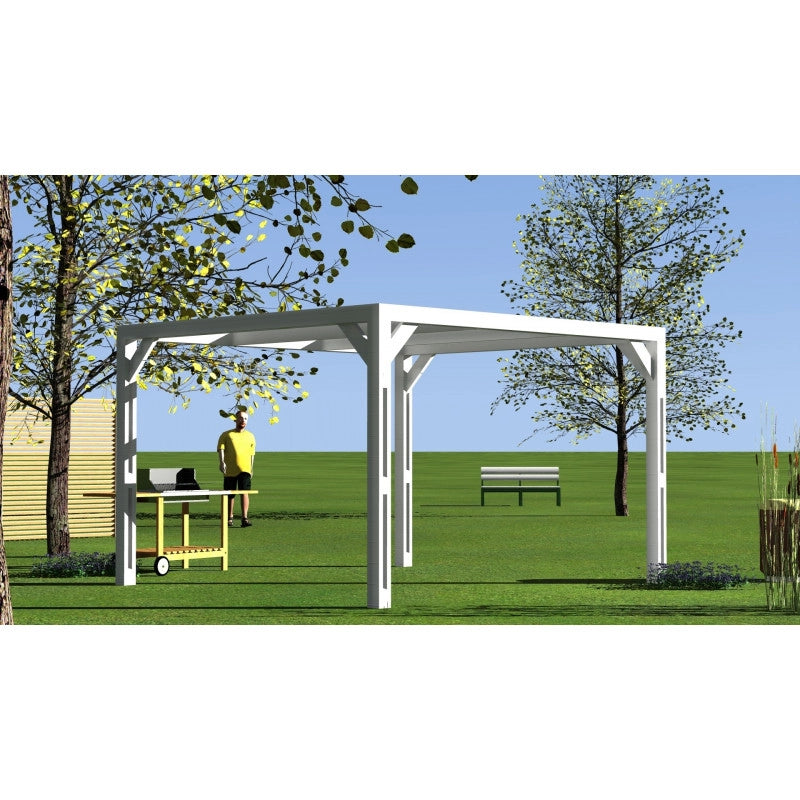 Pergola da giardino in legno 341x313 cm – Tettoia con struttura picea termo-trattata – Copertura 10,68 m² – THO3531 Foresta
