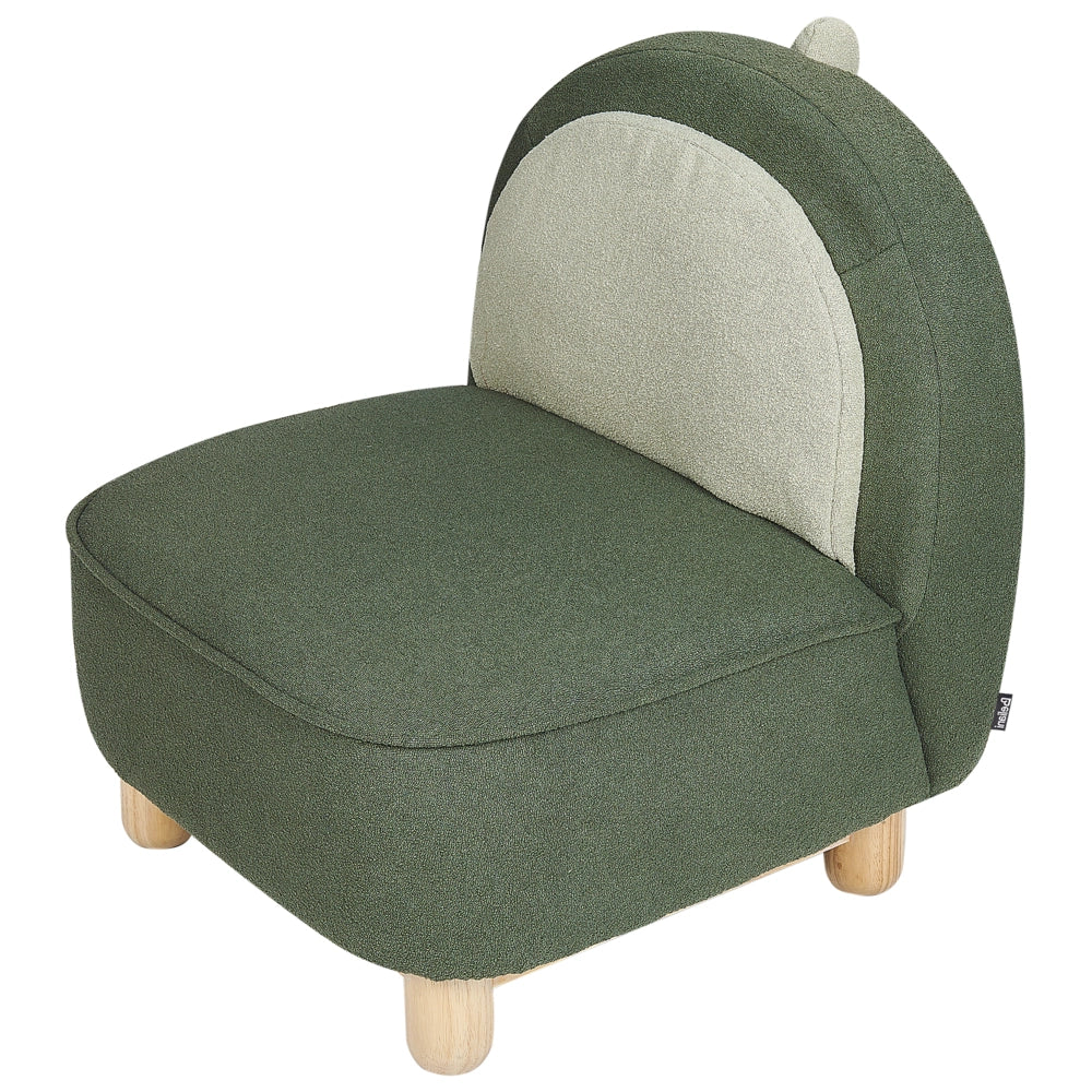 Sedia per animali tessuto in poliestere verde scuro Sedile senza braccioli per cameretta per bambini Design moderno Dinosauro