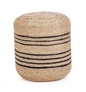 Pouf in Iuta Naturale Nero Stile Rustico da Interno 45 - ANDERSON