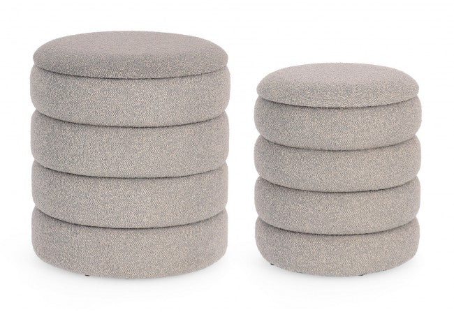 Pouf Contenitore Bouclé Grigio Moderno da Interno - JACKSON