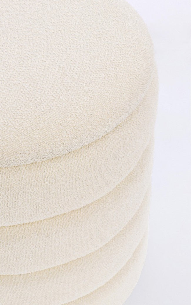 Pouf Contenitore Bouclé Bianco Moderno da Interno - JACKSON