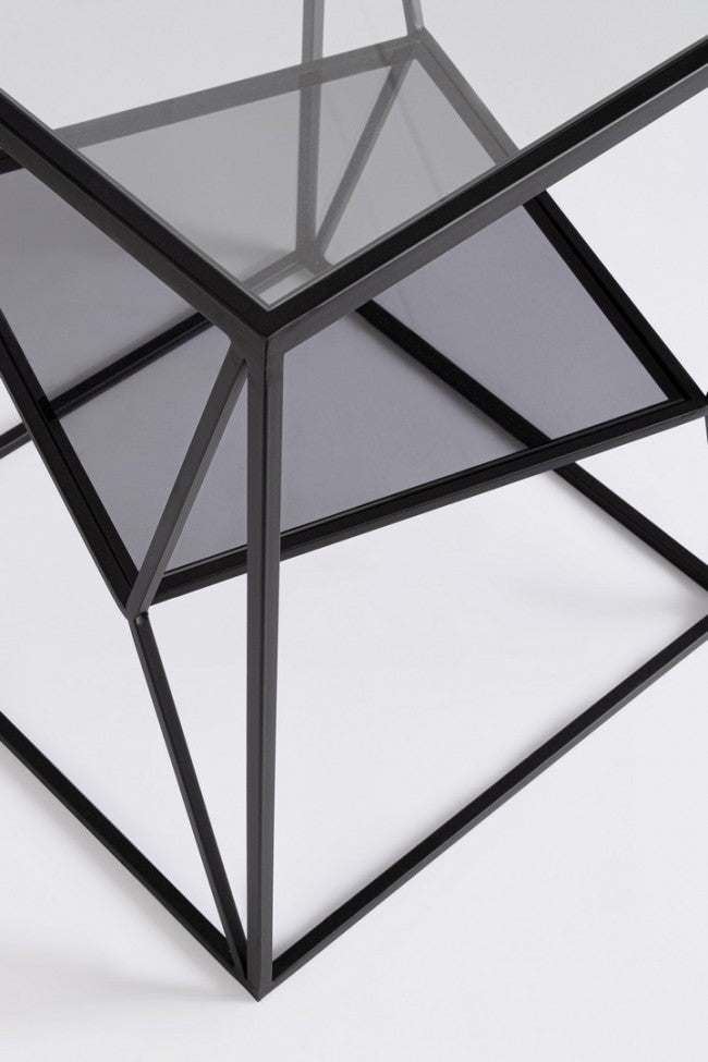 Tavolino Vetro Nero Moderno da Interno 40x40 cm - KATHERINE