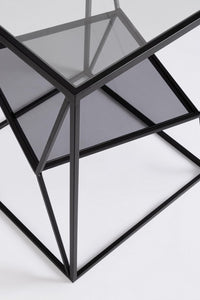 Tavolino Vetro Nero Moderno da Interno 40x40 cm - KATHERINE