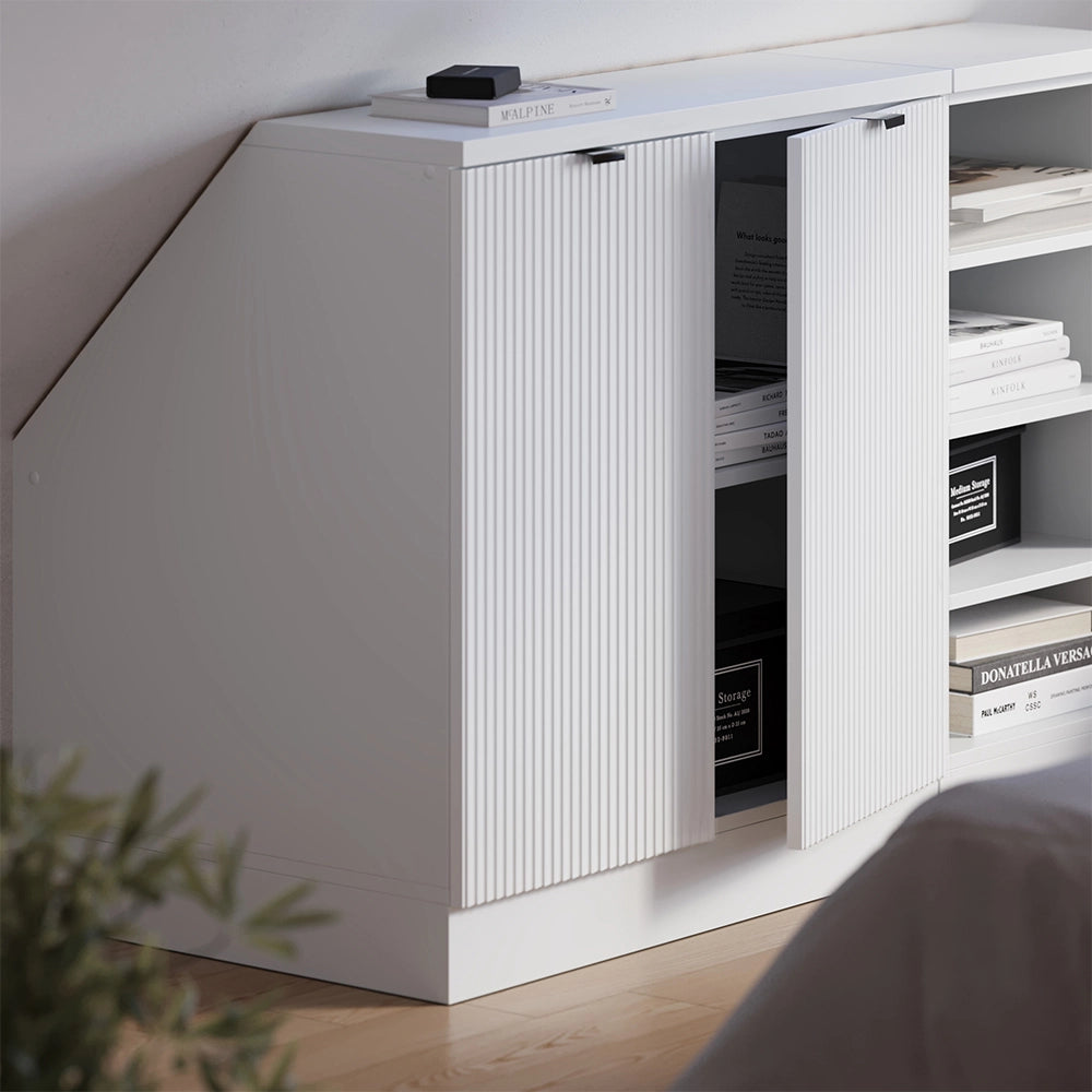 Mobile sottotetto Rion Ondulazione bianca/Bianco 80 x 83.8 cm con 2 porte, carcassa 60 cm profondità Vicco