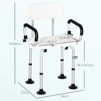 Sedia per doccia per Anziani, Disabili e Donne Incinte Imbottita con forma a U, 54x52x70-82cm, Bianco
