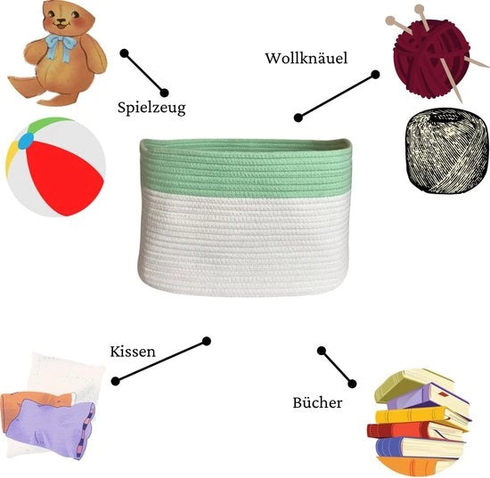 Cestino di stoccaggio in cotone, intrecciato per cuscini, coperte, giocattoli, cultura di casa, soggiorno, decorazione e organizzazione della nursery