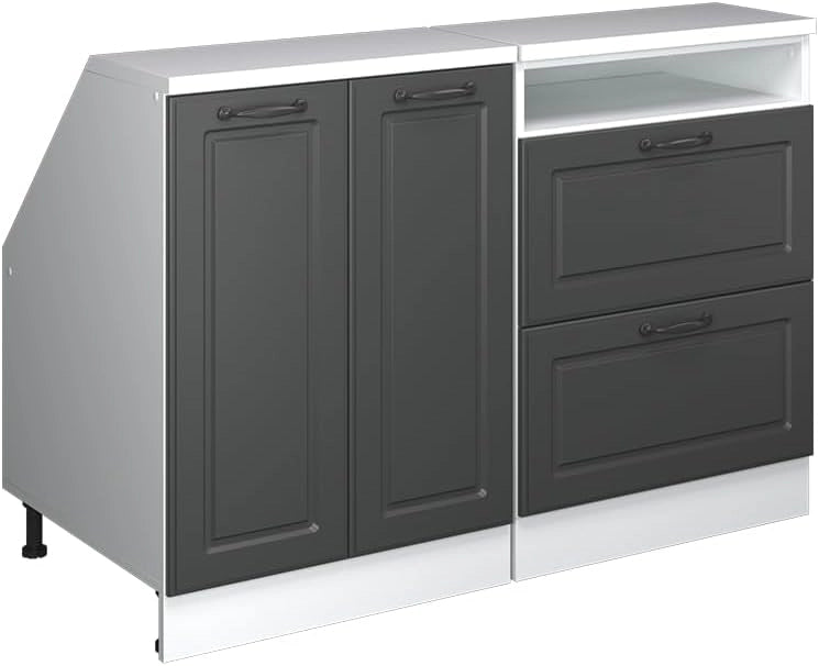 Set di mobili sottotetto Rion, Antracite casa di campagna, 120 cm Set di 2 carcasse armadio profondità 60 cm, adatto per il salvaspazio sotto tetti spioventi
