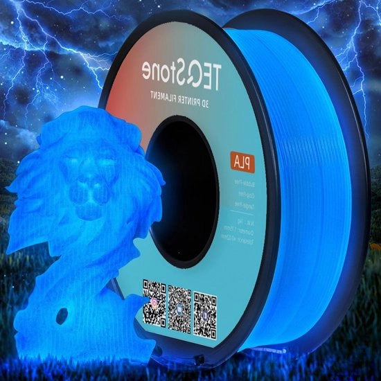 Filamento PLA luminoso a incandescenza 175 mm per stampanti 3D - 1 kg bobina - imballaggio a vuoto - blu chiaro