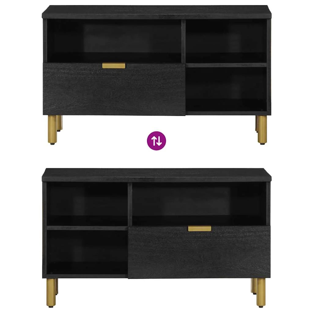 Mobile porta TV con ampio spazio di archiviazione design industriale soggiorno 80 x 33 x 46 cm legno ingegnerizzato nero 02_0057720