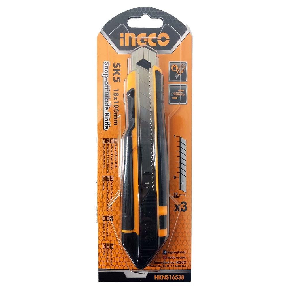 Cutter taglierino lama 18x100 con 3 lame - Ingco HKNS16538