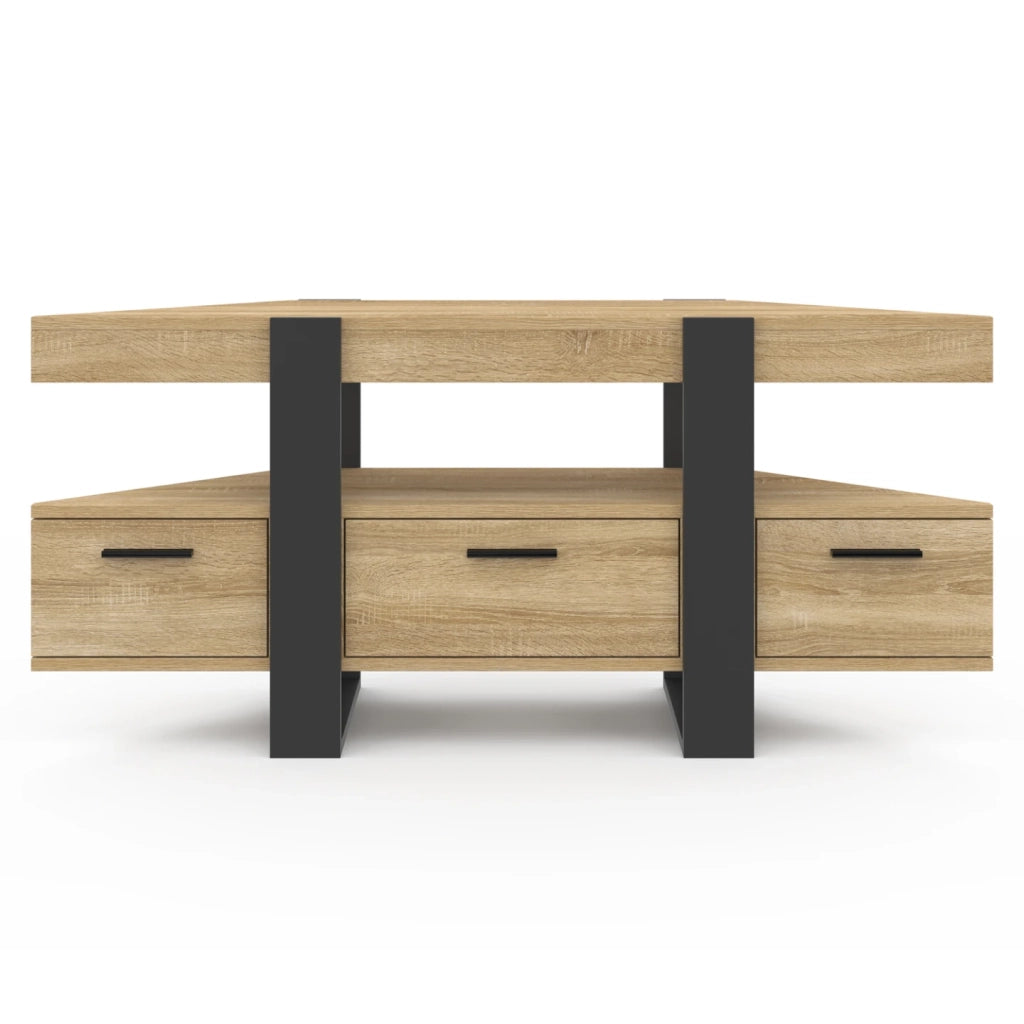 IDMarket - Mueble TV rinconero PHOENIX con cajón de madera y negro 116 cm