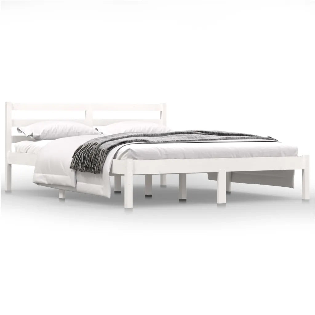 Giroletto-Struttura Letto in Legno Massello di Pino 140x190 cm Bianco
