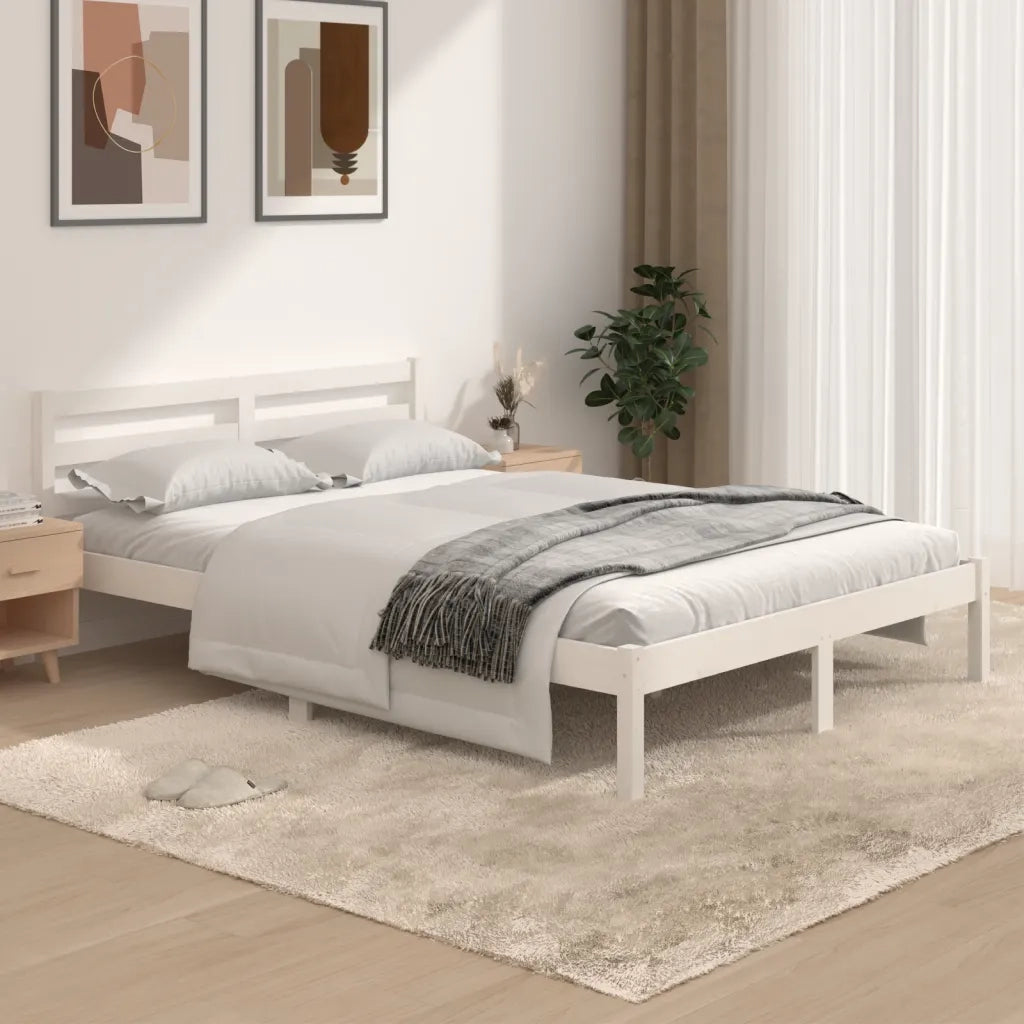 Giroletto-Struttura Letto in Legno Massello 135x190 cm Bianco Small Double