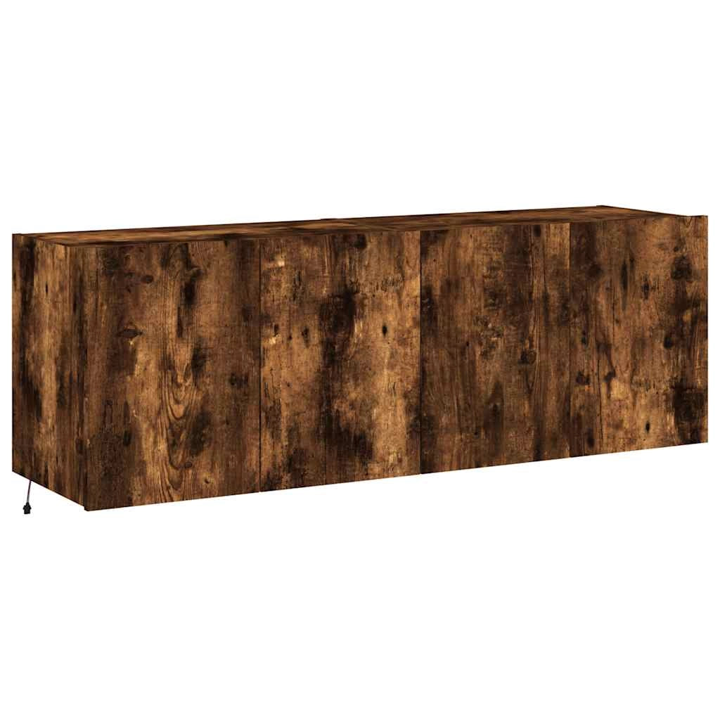 Mobili TV a Parete con Luci LED 2pz Rovere Fumo 60x35x41 cmcod mxl 86209
