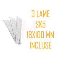 Cutter taglierino lama 18x100 con 3 lame - Ingco HKNS16538