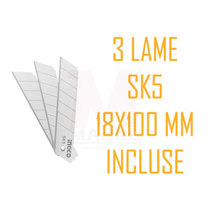 Cutter taglierino lama 18x100 con 3 lame - Ingco HKNS16538