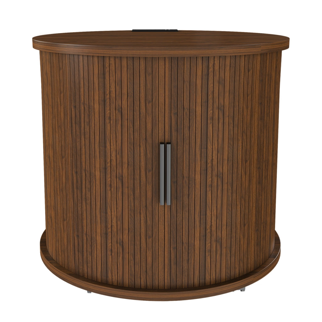 TAVOLINO BEISTELL TAVOLO CILINDRICO 60x60x60 cm MDF Walnuss con presa e 2 USB