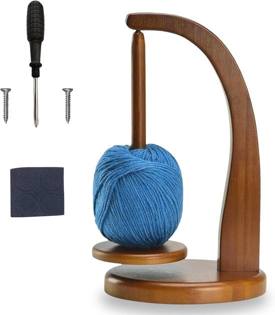 Tappeto a rulli - Rullo rotativo a maglia - Rullo per bobina - Rullo magnetico per bobina - Avvolgitore di lana - Legno - per accessori per maglia e ricamo - Regali - Colore retro