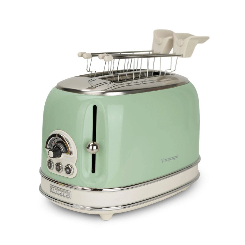 Tostapane Vintage 2 Fette con pinze - 6 Livelli di Tostatura - 810W - Verde