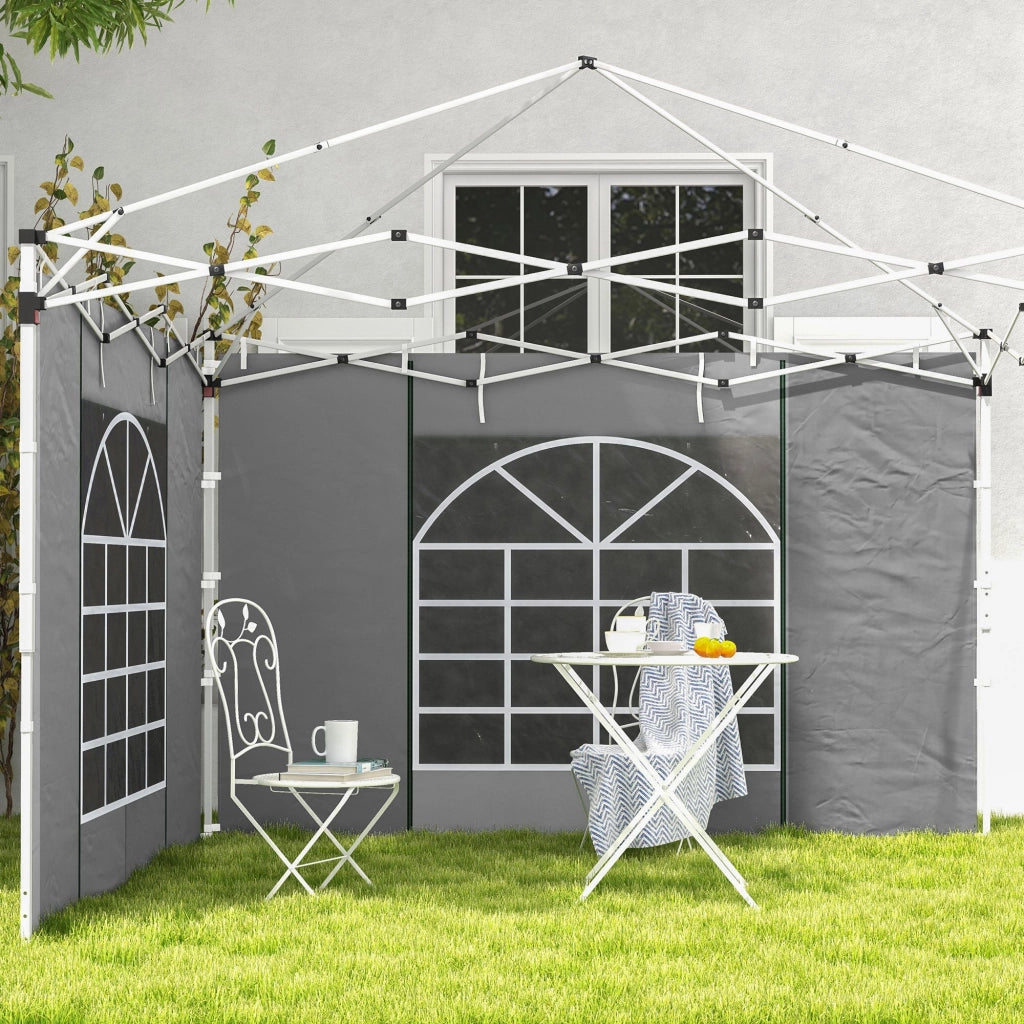 Pannelli Laterali per Gazebo 300x200 cm con Finestra e Porta ¨C zephmum ¨C Grigio