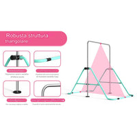 Barra per Ginnastica e Danza per Bambini Pieghevole Sbarra Fitness Acciaio Rosa