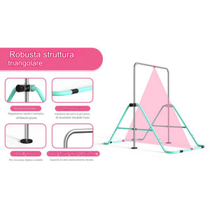 Barra per Ginnastica e Danza per Bambini Pieghevole Sbarra Fitness Acciaio Rosa