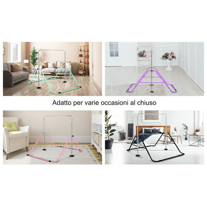 Barra per Ginnastica e Danza per Bambini Pieghevole Sbarra Fitness Acciaio Rosa