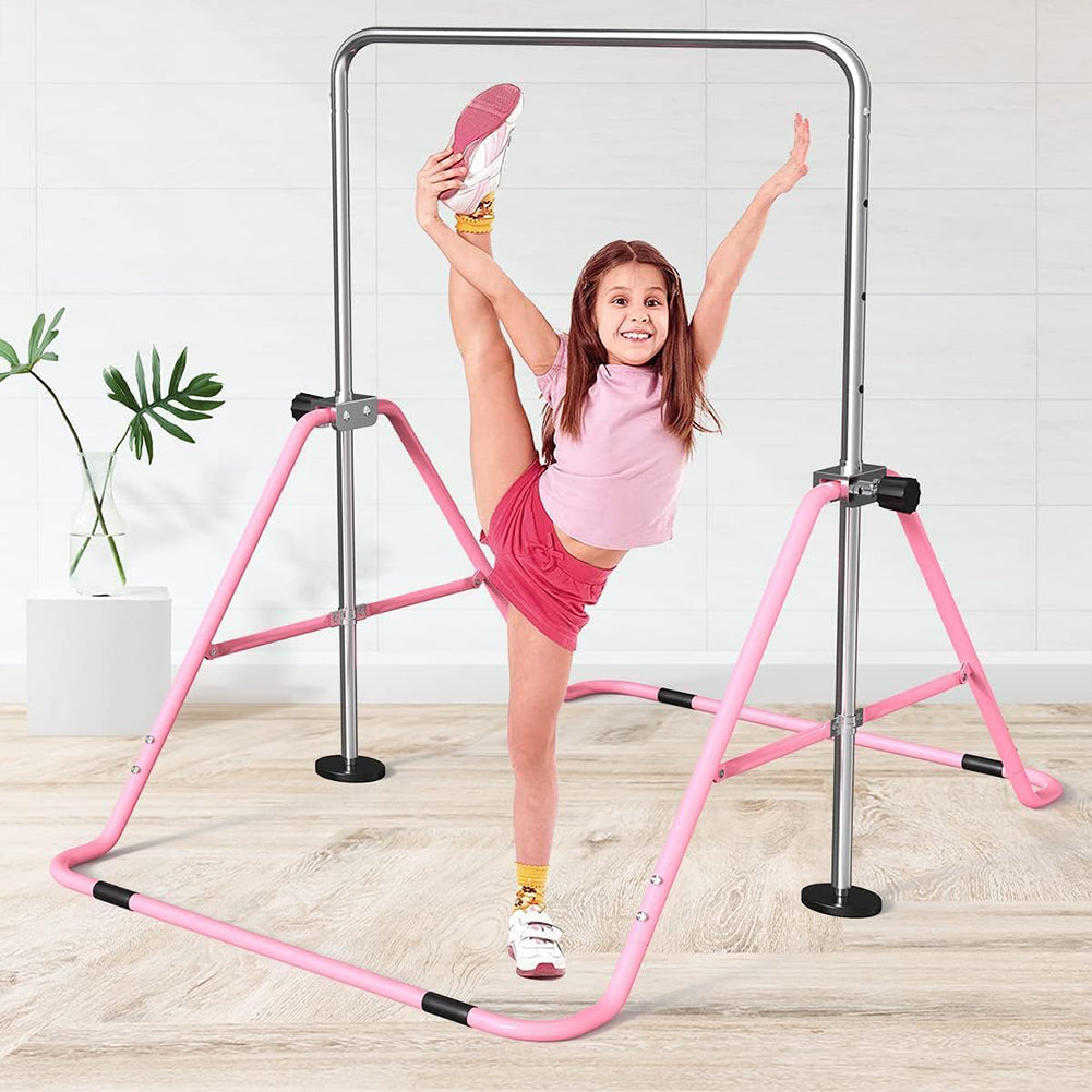 Barra per Ginnastica e Danza per Bambini Pieghevole Sbarra Fitness Acciaio Rosa