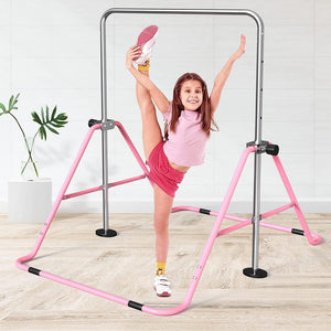 Barra per Ginnastica e Danza per Bambini Pieghevole Sbarra Fitness Acciaio Rosa