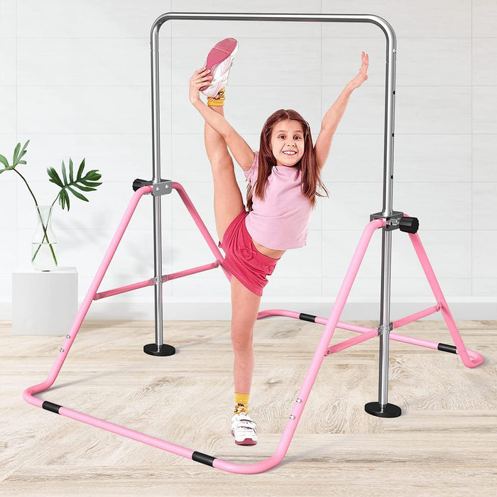 Barra per Ginnastica e Danza per Bambini Pieghevole Sbarra Fitness Acciaio Rosa