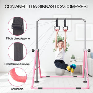 Barra per Ginnastica e Danza per Bambini Pieghevole Sbarra Fitness Acciaio Rosa