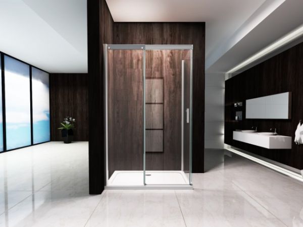 Box doccia in Cristallo 8 mm due lati con trattamento anticalcare e chiusura soft-close - Misura: 90x130 xh195cm