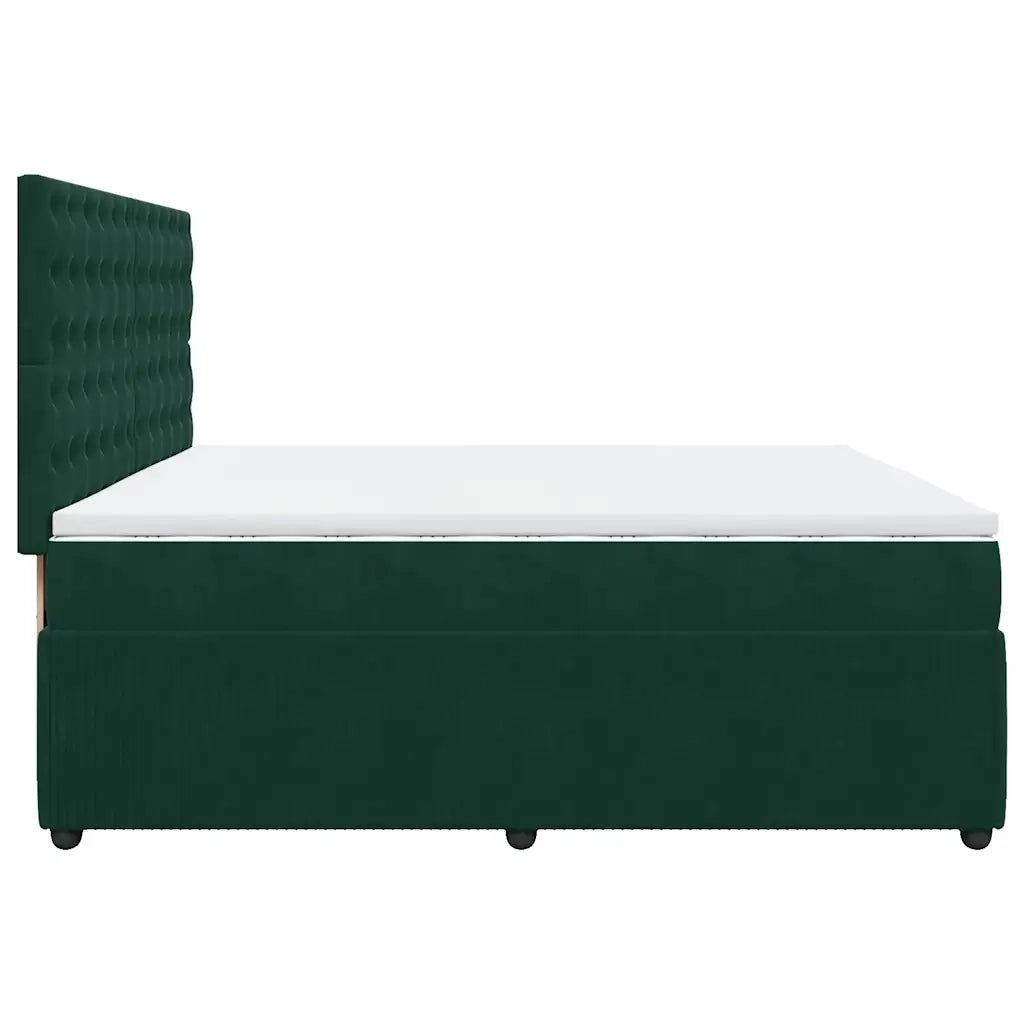 Giroletto a Molle con Materasso Verde Scuro 200x200 cm Velluto
