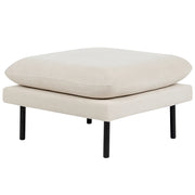 Pouf quadrato con cuscino in tessuto di ciniglia beige chiaro con gambe nere stile moderno retrò