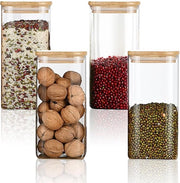 Set di 4 contenitori in vetro per la conservazione a vuoto - 1500 ml - adatti per cereali, erbe, pasta e granola per colazione