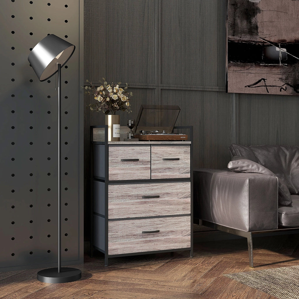Cassettiera con 4 Cassetti Tessuto Grigio ¨C Zephmum ¨C 60x40x