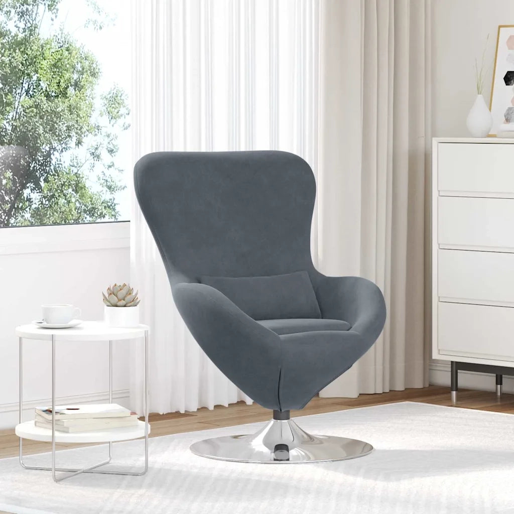 Poltrona | Sedia Relax uovo Grigio scuro Velluto