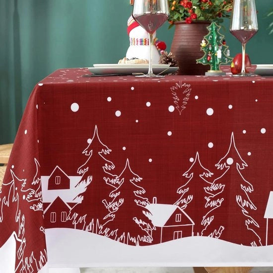 Tavolo da pranzo impermeabile - Tavolo da Natale - Formato rettangolare - 140 x 200 cm - Copertura da tavolo in poliestere