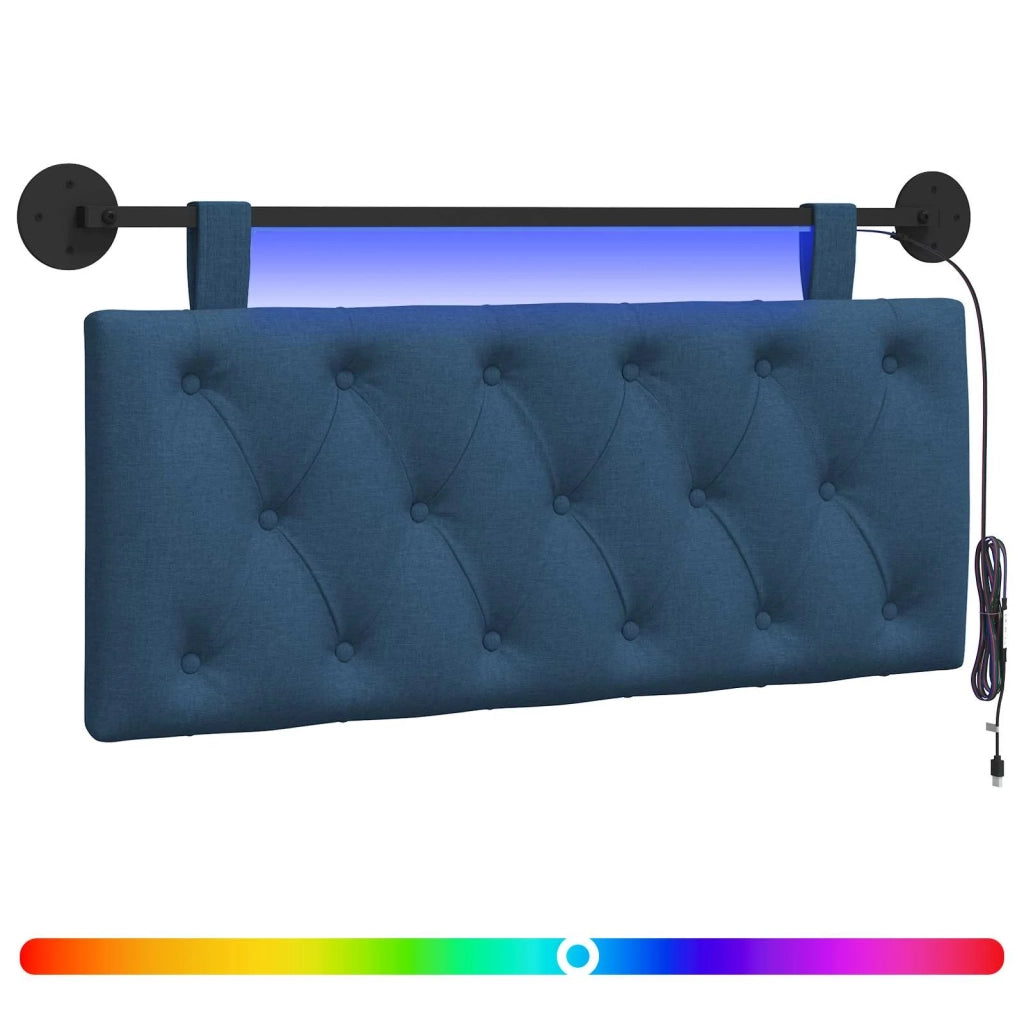 Testiera | Testata sospesa Con luce LED Blu Tessuto
