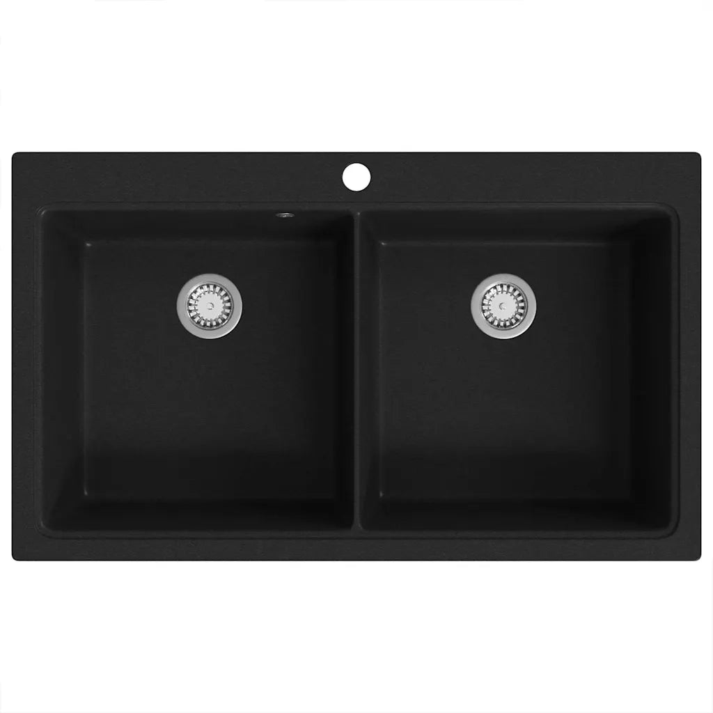 Lavandino Cucina Granito Nero Doppio con Montaggio Sopra CFW5910818